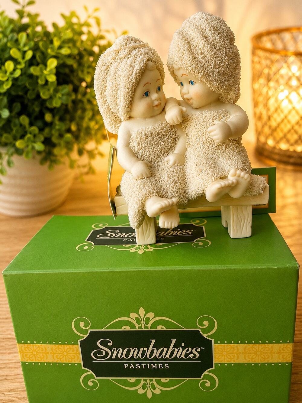 Department 56 Snowbabies "Unwinding With The Girls" bisque porcelain figurine